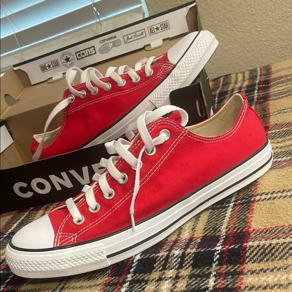 Converse Other - Converse Men’s size 10  Red Canvas Sneakers with White Trim